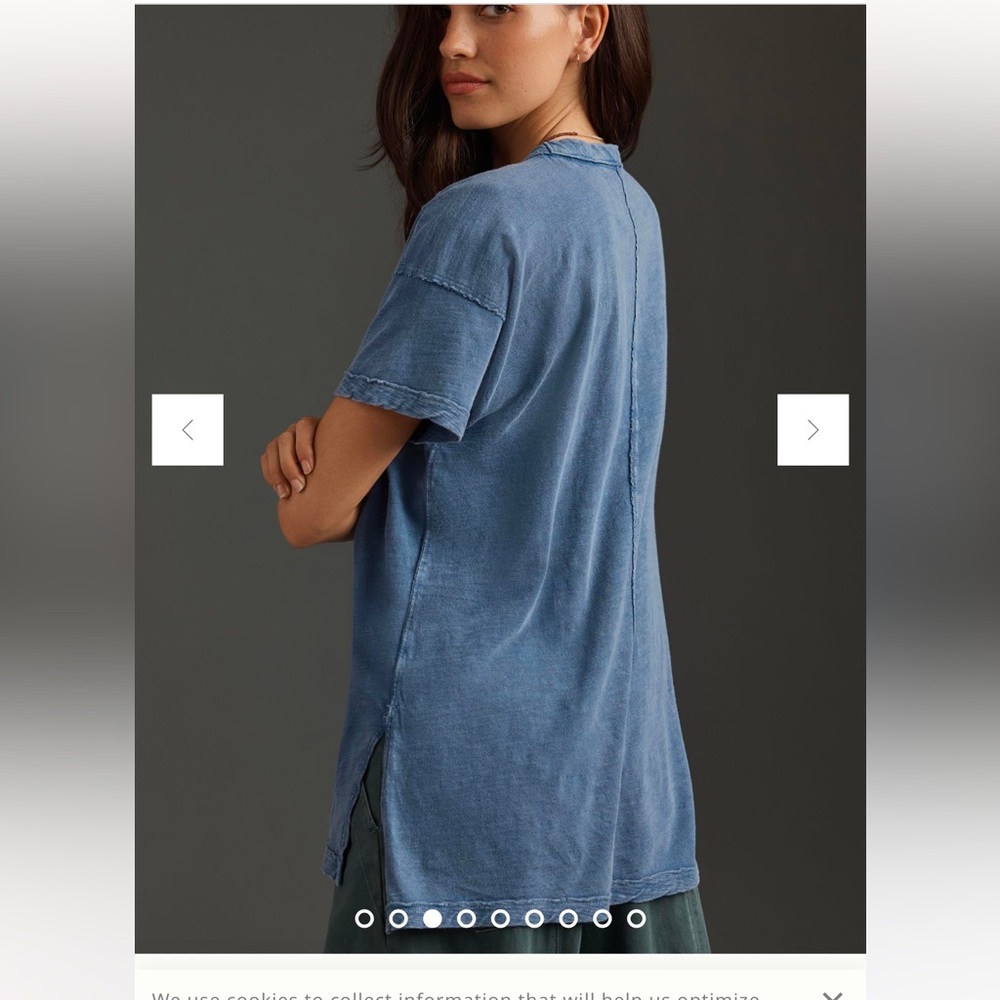 Anthropologie  Jordyn Cotton-Slub Crew-Neck Oversized Tee by Pilcro Size Medium